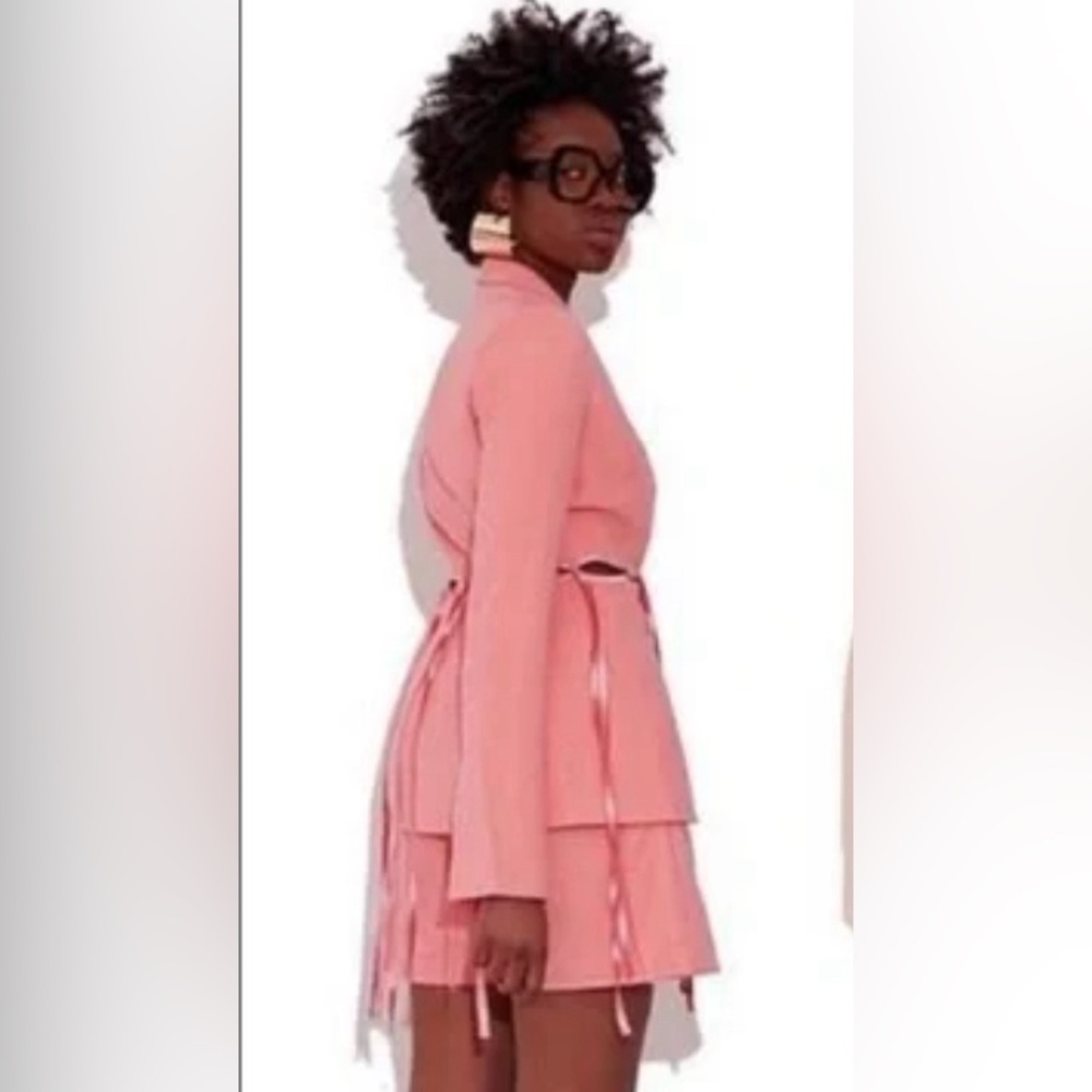 BBXBRAND Flamingo Pink Satin Tie Blazer *New with tags*